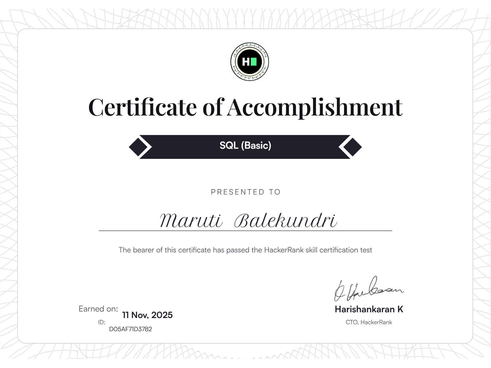 HackerRank SQL Certification