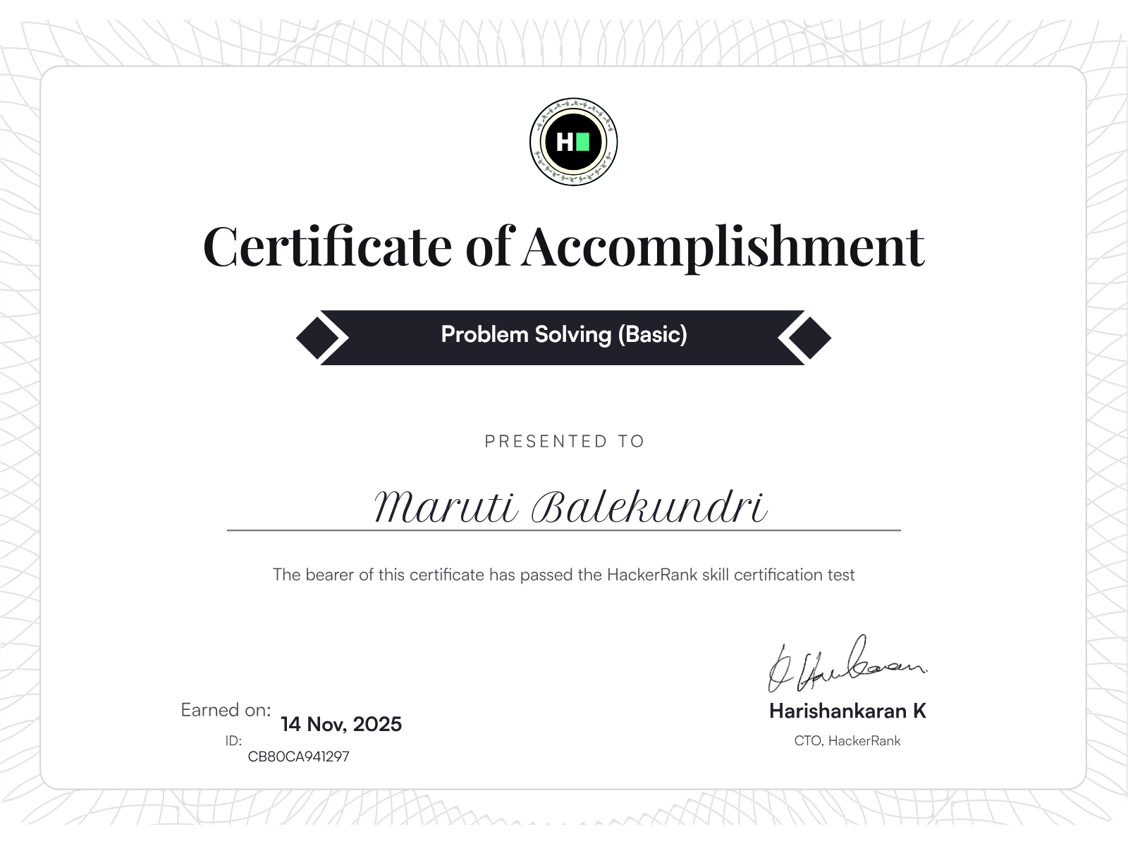 Problem Solving Certification